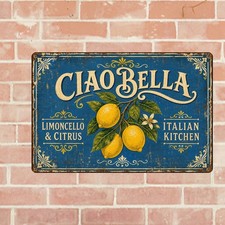 Ciao Bella Lemon Tree Mediterranean Style Metal Tin Sign Wall Decor picture