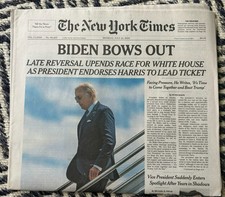 NY Times 7/22/2024 Biden Bows Out Endorses Harris to Lead Ticket Issue picture