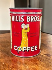 Vintage 1930s-1950s Hills Bros 2 LB Coffee Tin Can Red Can Brand With Lid picture
