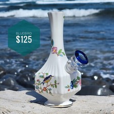 Vintage Ceramic Upcycled Girly Bong Vase with Flower Details picture