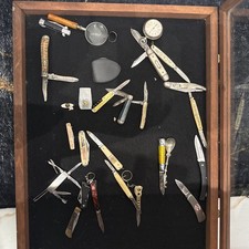 22 Piece Pocket Knife Lot w A Spoon 2 Magnifying Glasses And A Pocket Watch picture
