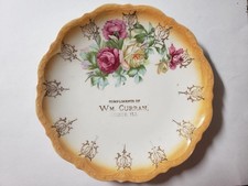 Antique 1900s Floral Plate General Store WM CURRAN Piatt County, Lodge Illinois picture