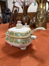 Vintage Booths Silicon China Green Dragon Lidded Tureen & Ladle Set Pat 4410 picture