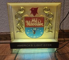 Rare 1964 Vintage OLD MILWAUKEE Beer  Register Top Bar Light Sign Working Clock picture