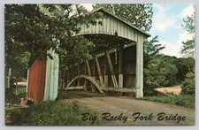 Big Rocky Fork Bridge Mansfield Indiana Postcard picture