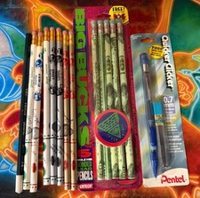 Vintage 1988 NFL Football Player Pencil Lot + Big Bucks Money Pencils NOS picture