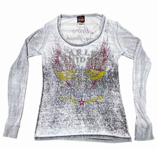Women’s Harley-Davidson Metro Cedar Rapids IA Gray Long Sleeve T-Shirt Size M picture