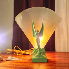Vintage Art Deco Frankart Revival Lamp Sarsaparilla, Original Green Patina picture