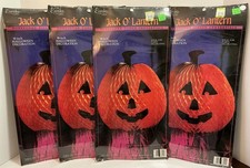 VINTAGE EUREKA HALLOWEEN HONEYCOMB JACK O LANTERN TABLETOP CENTERPIECE LOT 4 NEW picture
