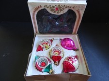 lot of 5 Vintage Glass Christmas Ornaments Bulbs Bells picture