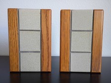 Wood and Tile Bookends by Marshall Studios Jane and Gordon Martz Vintage MCM picture