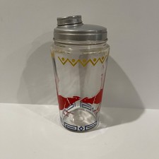 Cocktail Shaker vintage 1930s Fighting Roosters Hocking Red/Yellow/Blue picture