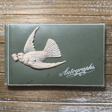 Vintage 1908 Autograph Book Embossed Dove Green Hardcover Antique  Ephemera picture
