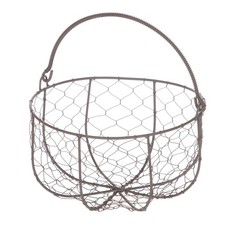 Large Brown Chicken Wire Storage Basket with Movable Handle for Home picture