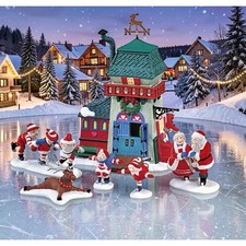 ORIGINAL 1998 Vintage Dept. 56 PEPPERMINT SKATING PARTY 6pc Set Heritage Village picture