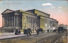 St. George's Hall Liverpool England Postcard 1910s People & Buggies UK Photo picture