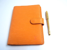 Auth LOUIS VUITTON Agenda PM Orange Day Planner Cover & Ballpoint Pen Set picture