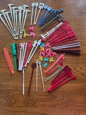 Lot of 65+ Vintage Plastic Swizzle Sticks Drink Stirrers Picks Hotel Restaurant picture