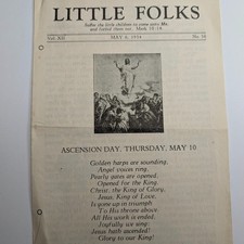 1934 Little Folks Sunday School Paper Pamphlet May 6 Ascension Day Religious 1K picture