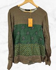 Etro Milano Green & Yellow Long Sleeve Top, Size 46, NWT picture