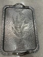 Vintage Rodney Kent 408  Hammered Aluminum Tulip Bouquet Tray 20