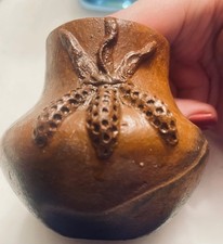  Authentic Navajo Brownware Art Pottery Vessel - Signed LHB - Corn Motif picture
