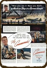 1945 CURTISS WRIGHT COMMANDO AIRCRAFT Vintage Look METAL SIGN - FLY COMMANDO picture