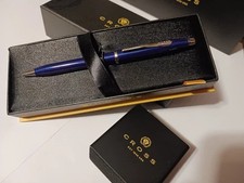 CROSS CENTURY II BLUE AND CHROME BALLPOINT PEN $150 NEW GRADUATION BIRTHDAY GIFT picture