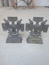 Antique Fraternal Scottish Rite 32nd Degree Masonic Brass Eagle Bookends picture
