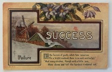 1909 Success & Failure Motivational Postcard Windmill Snow Scene Arthur Capper picture