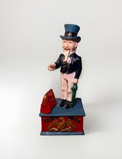 Vintage Uncle Sam Cast Iron Mechanical Bank Patriotic Americana Replica 11” picture
