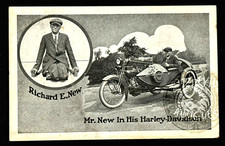 RARE 10s Richard E New Harley Davidson Motorcycle  circus sideshow postcard picture