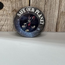 Vintage Nike Bugs Bunny Save Our Planet Badge-A-Minit Pinback Button Looney Tune picture