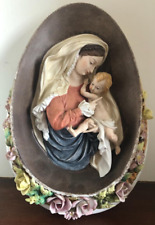 Vintage Catholic Porcelian Image of Mary and Child Relief Plaque Di Pietro picture