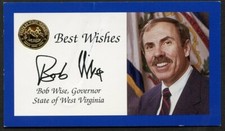 Bob Wise signed autograph Governor State of West Virginia Business Card BC544 picture