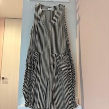 DRIES VAN NOTEN Striped Sleeveless Shirt Dress Ecru Black Stripe Pullover Front picture