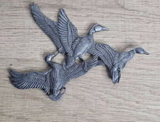 RARE METZKE Signed PEWTER 1992 Ducks Birds Mallards Fowl Flying Wall Hanging picture