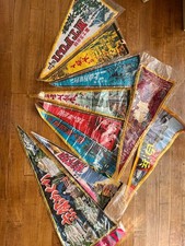 Pennants 10 Pieces Large and Small Used, Some Wear, Cleaned picture