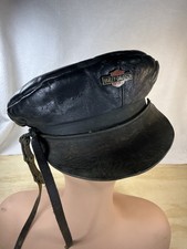 Vintage 1950s Motorcycle Hat With Harley Davidson Pin  picture