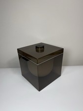 70s Vintage Eagle Smoked Acrylic Cube Ice Bucket MCM Space Age Retro Barware USA picture