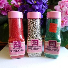 Vintage 1980's Cake Mate Pink Caps McCormick 3 Full Bottles Silver Red Green picture