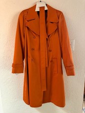 Authentic Vintage 1970s Continental Airlines Stewardess Trench Rain Coat Orange picture