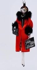 Soffieria De Carlini Saks Fifth Avenue Fashion Lady Red Coat Glass Ornament picture