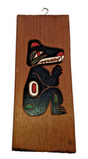 Vtg Northwest Pacific Coast First Nations Indigenous Panel Carving BEAR Unsigned picture