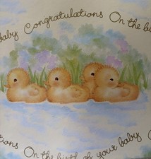 Vintage 80s Baby Birth Gift Wrapping Paper J Arthur Dixon Unused Deadstock Sheet picture