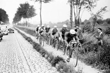 Tour De France 1937 Six Racing Cyclists On The Verge Of The Road For Old Photo picture