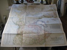VINTAGE THE TOP OF THE WORLD WALL MAP National Geographic October 1949 picture