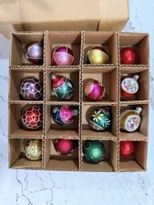 Vintage Lot Glass  Blown Christmas Ornaments 16  Poland , Rauch Hand Painted 2” picture