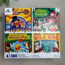 Disney Parks Attraction (4 x 300 Pc) Jigsaw Puzzle 4-in-1 Dave Perillo Art New picture