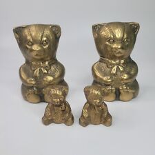 Teddy Bear Collection Brass Money Banks Figurines Vintage MCM 60s 70s Set Of 4 picture